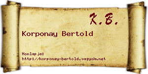Korponay Bertold névjegykártya